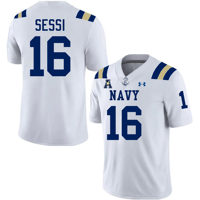 Navy Midshipmen #16 Giuseppe Sessi College Football Jerseys,Apparels Stitched-White Navy Midshipmen #16 Giuseppe Sessi College Football Jerseys,Apparels Stitched-White